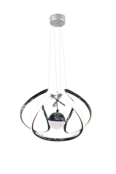 Modern Taşlı Toplu Krom Ledli Avize - 4