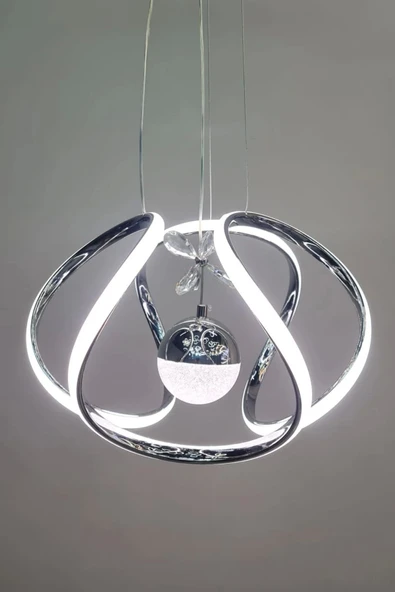 Modern Taşlı Toplu Krom Ledli Avize - 3