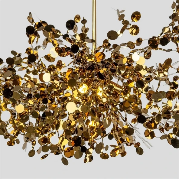 Modern Tekli Pullu Altın Renkli Sarkıt Avize - 4