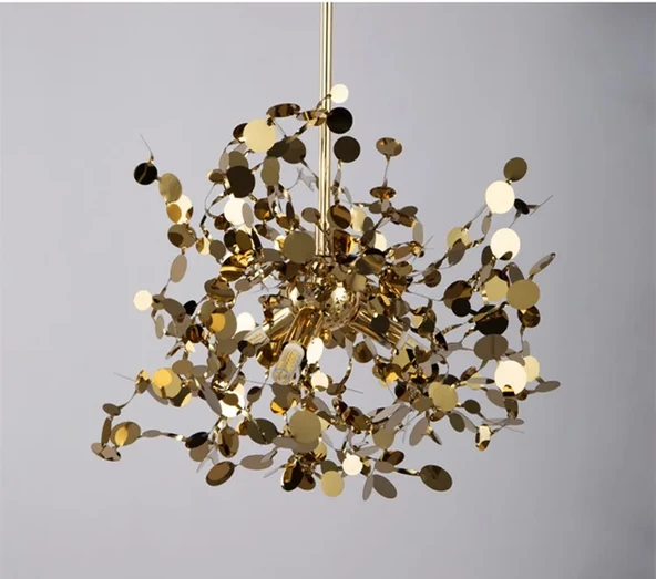 Modern Tekli Pullu Altın Renkli Sarkıt Avize - 2