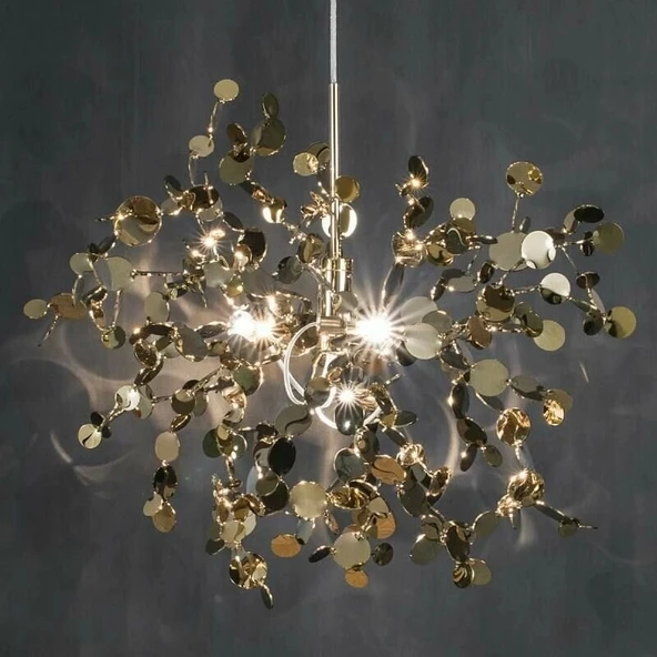 Modern Tekli Pullu Altın Renkli Sarkıt Avize - 3