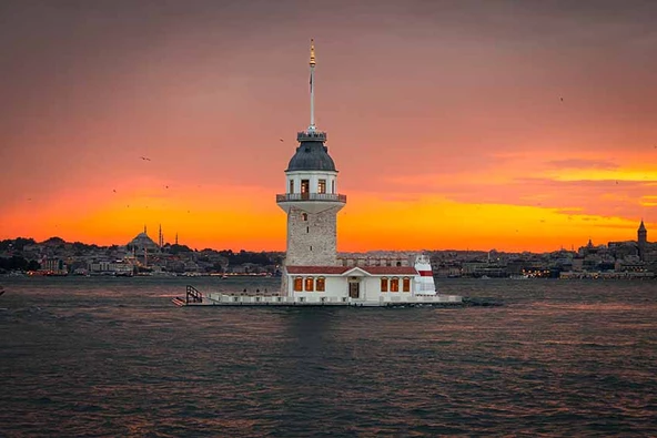 İstanbul Günbatımı Kızkulesi Manzaralı Duvar Kağıdı - 6
