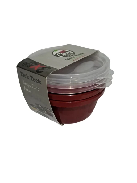 Hobby Life Tick Tock Hava Sızdırmaz Saklama Kabı 3'lü Set 3 x 250 ML Kırmızı - 3