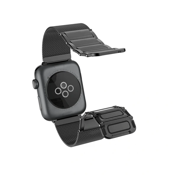Apple Watch 10 46mm Raptic Classic Plus Serisi Magnetik Metal Hasır Kordon - 2