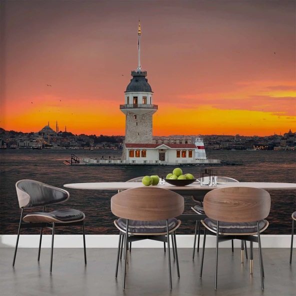 İstanbul Günbatımı Kızkulesi Manzaralı Duvar Kağıdı - 4