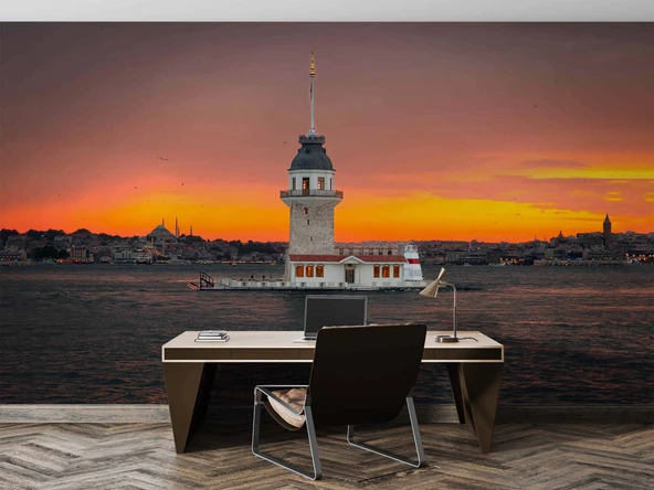 İstanbul Günbatımı Kızkulesi Manzaralı Duvar Kağıdı - 3