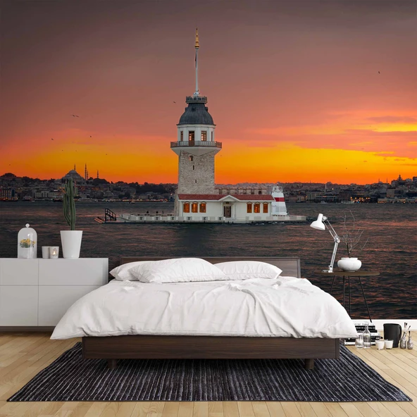 İstanbul Günbatımı Kızkulesi Manzaralı Duvar Kağıdı - 2
