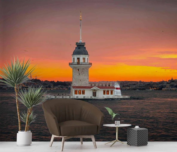 İstanbul Günbatımı Kızkulesi Manzaralı Duvar Kağıdı - 5