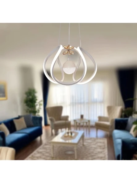 Kavis Modeli Mat Beyaz Tek Toplu 3 Renk Modüllü Ledli Avize - Resim 2