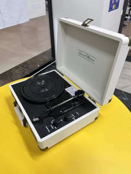 Record Master S-T14012 Retro Pikap Bej Rengi 33-45-78 Devir Çalabilme Bluetooth - Aux - 3