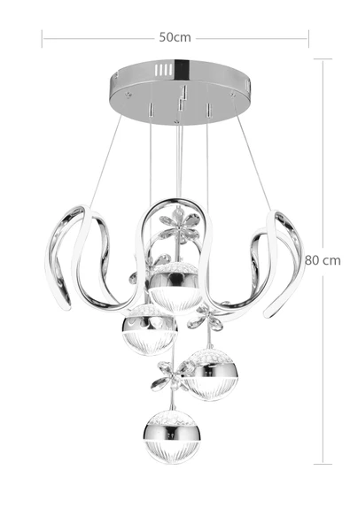 Modern Dört Toplu Üç Renkli Gold Sarkıt Led Avize - 2