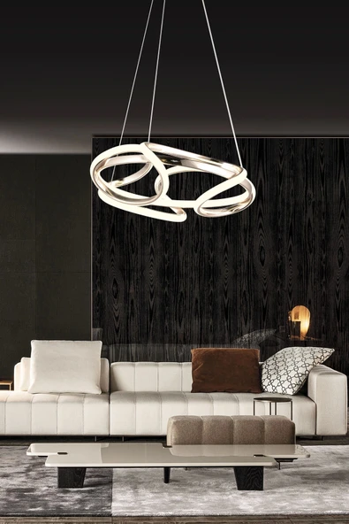 Modern Tekli Topsuz Üç Renkli Gold Sarkıt Led Avize