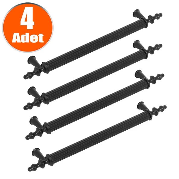 Ovacık Çekmece Dolap Dolabı Kulpu Kulbu Siyah Metal Kulpları (96 MM-9.6 CM) (4 ADET) Mobilya Mutfak