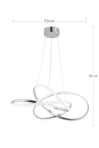 Modern Power Ledli Kıvrımlı Üç Renkli Krom Beyaz Sarkıt Led Avize - 2