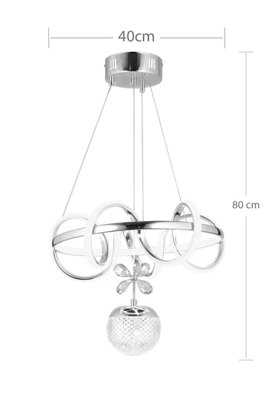 Modern Kıvrımlı Tekli Toplu Üç Renkli Krom Sarkıt Led Avize - Resim 2