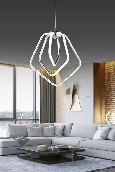 Modern Üçlü Dorbıen Üç Renkli Krom Sarkıt Led Avize ve Led Avize