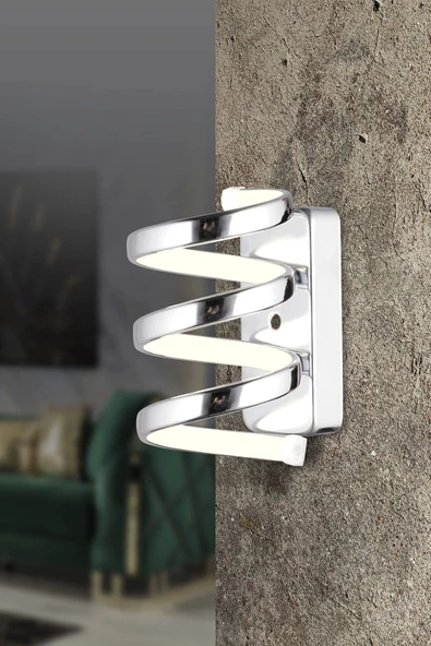 Modern Burgulu Üç Renkli Krom Ledli Aplik ve Led Aplik