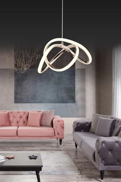 Modern Luxury Kıvrımlı Üç Renkli Gold Sarkıt Ledli Avize ve Led Avize