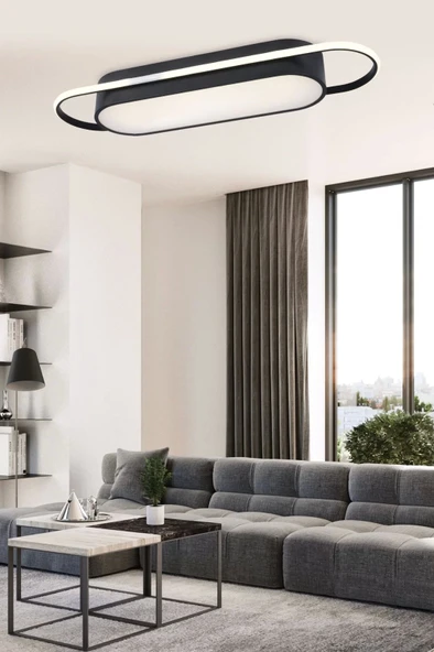 Modern Led Avize Plafonyer Üç Renkli Siyah ve Ledli Avize