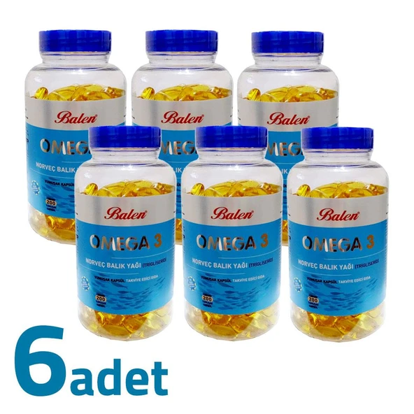 Balen Omega 3 Norveç Balık Yağı Trglsrd 1380MG x 200 Kapsül x 6 Kutu