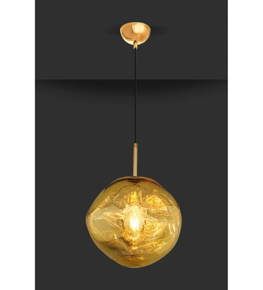 Loş Işıklı Cam Gold Modern Tavan Sarkıt Avize ve Camlı Sarkıt Avize - 3