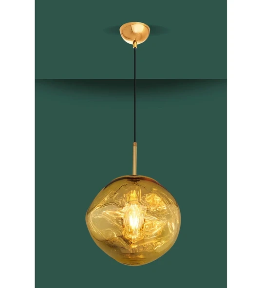 Loş Işıklı Cam Gold Modern Tavan Sarkıt Avize ve Camlı Sarkıt Avize - 2