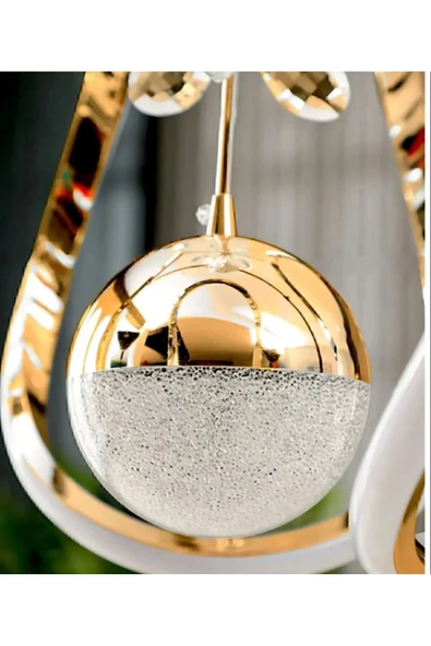 Nilüfer Tek Toplu Üç Renkli Gold Luxury Sarkıt Avize ve Ledli Avize - 3