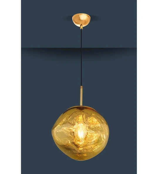 Loş Işıklı Cam Gold Modern Tavan Sarkıt Avize ve Camlı Sarkıt Avize