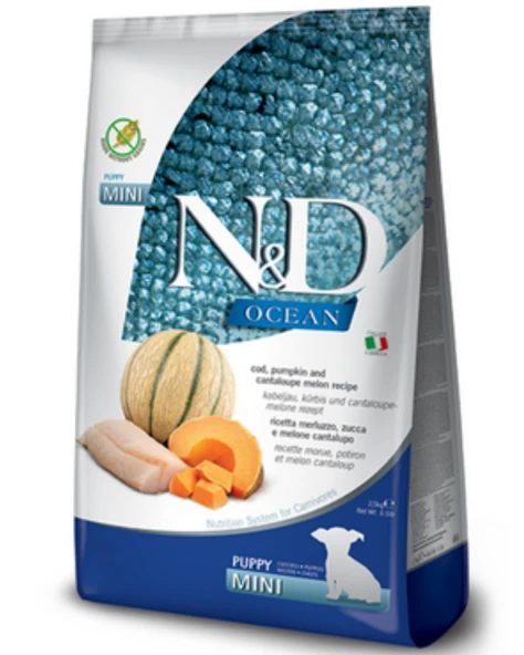 N&D Ocean Morina Balıklı Bal Kabaklı Ve Kavunlu Küçük Irk Tahılsız Yavru Köpek Maması 2,5kg