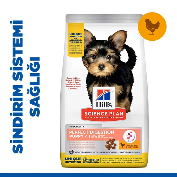 Hill's Mükemmel Sindirim Tavuklu ve Kahverengi Pirinçli Küçük ve Mini Irk Yavru Köpek Maması 3KG