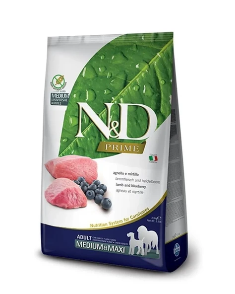 N&D Prime Tahılsız Medium Maxi Adult Köpek Kuzu Etli Ve Yaban Mersinli Köpek Maması 12 kg
