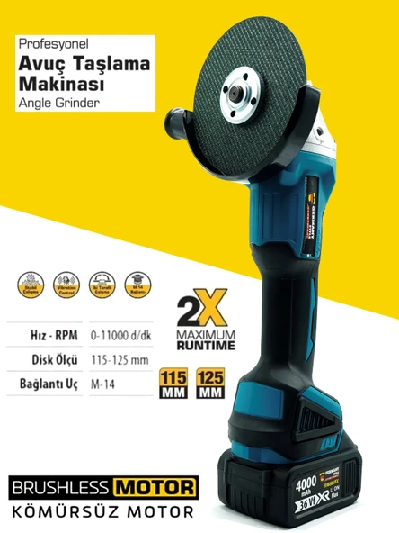 Germany Style Kömürsüz Akülü Şarjlı 5li Set Kırıcı Delici-Taşlama-Matkap Vidalama-Budama Testeresi-S - 6