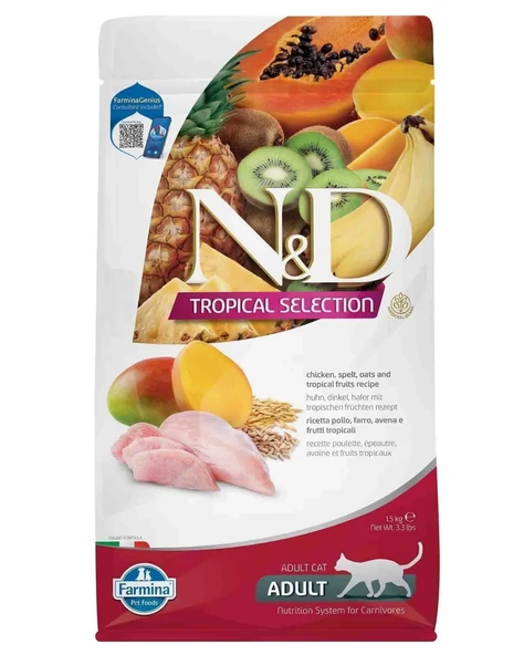 N&D Nd Tropical Selection Tavuklu Yetişkin Kedi Maması 1,5kg