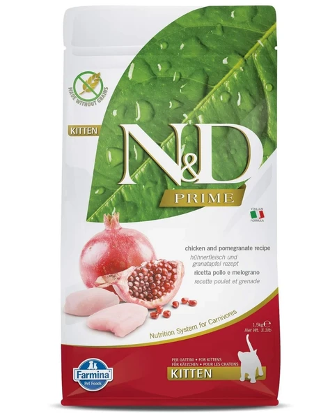N&D Nd Prime Tahılsız Kitten Tavuklu Narlı Yavru Kedi Maması 1,5 Kg