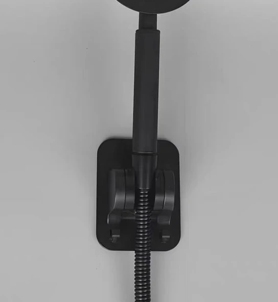 Yapışkanlı Duş Başlığı Tutucu Ayarlı Askılı Siyah - Resim 2