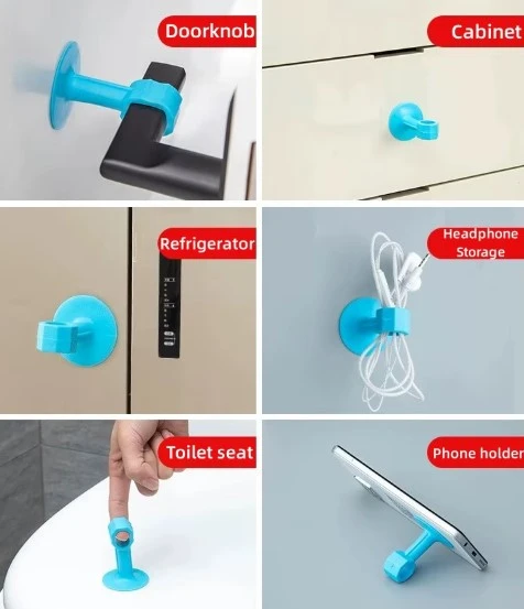 Vantuzlu Geçmeli Kapı Kolu Stoper 4lü Set Beyaz - 4
