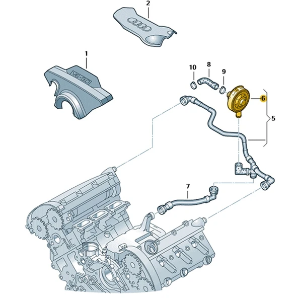 Audi A4 2005-2008 3.0 V6 BBJ Motor Üst Havalandırma Valfi 06C103245 - 2