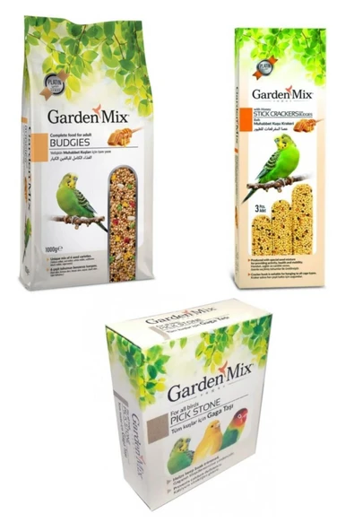 Muhabbet Kuşu Bakım Seti 3'lü Ballı Kuş Yemi 1 Kg - Gaga Taşı-ballı Kuş Krakeri