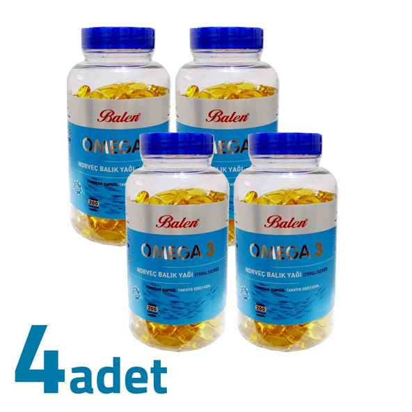 Balen Omega 3 Norveç Balık Yağı Trigliserid 1380MG x 200 Kapsül x 4 Kutu ürün görseli 1