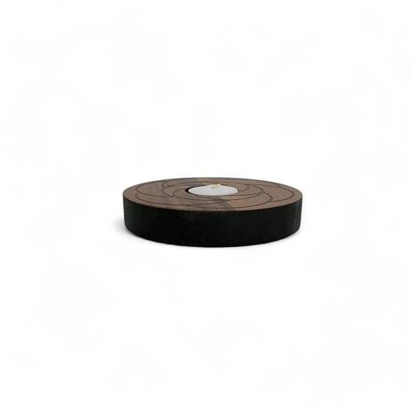 Ahşap Tealightlık Lotus Desen - 3