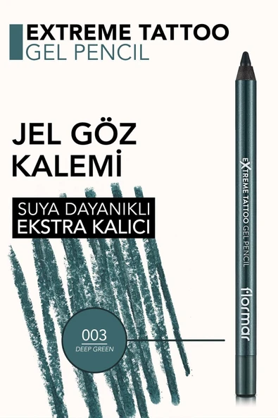 Mat Kalıcı Göz Kalemi (YEŞİL) - Extreme Tattoo Gel Pencil - 003 Deep Green - 8682536028851 - 5