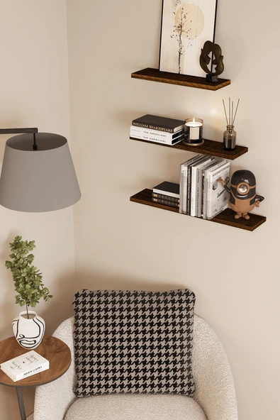 3'lü Dekoratif Raf Duvar Rafı - Resim 12