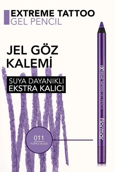 Işıltılı Kalıcı Göz Kalemi (MOR) - Extreme Tattoo Gel Pencil - 011 Purple Blaze - 8682536041188 - 5