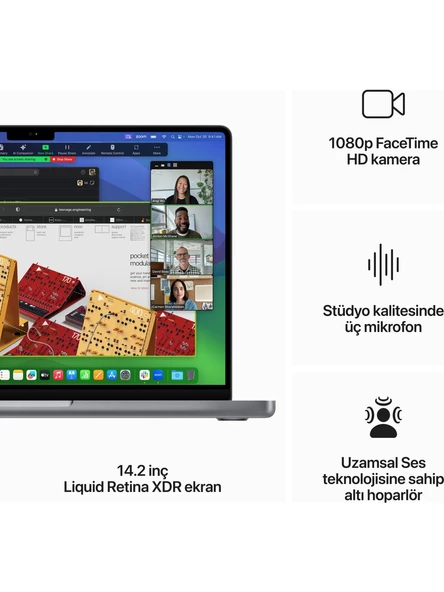 Apple MacBook Pro M3 8GB 512GB SSD macOS 14" Taşınabilir Bilgisayar Uzay Grisi MTL73TU/A - 7