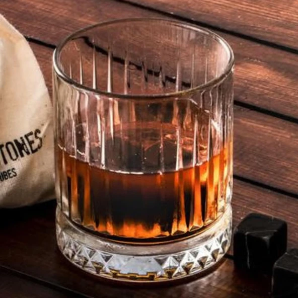 330 cc Italy Serisi Büyük Kadeh Viski Bardağı 4 Adet Viski Taşı Hediyeli - 6