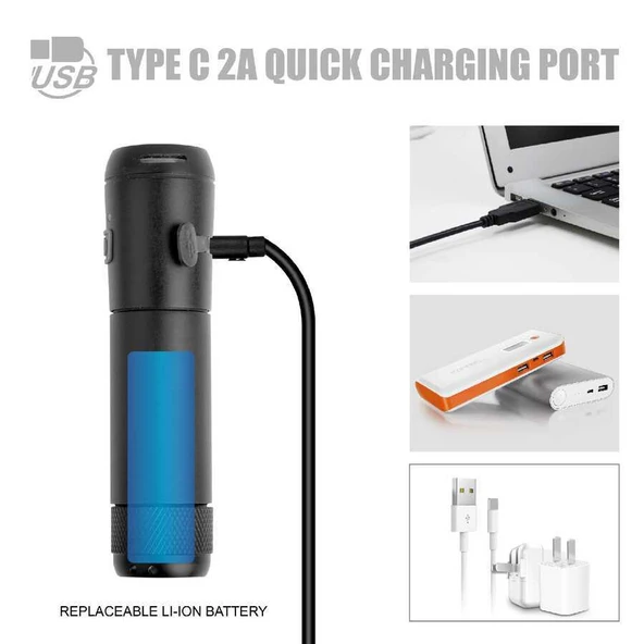 Eastpower ÖN FAR LW-F800 900LM USB IP65 SU GEÇİRMEZ - Siyah - 4