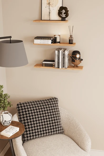 3'lü Dekoratif Raf Duvar Rafı ürün görseli