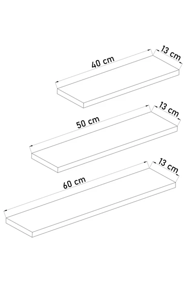 3'lü Dekoratif Raf Duvar Rafı - Resim 10