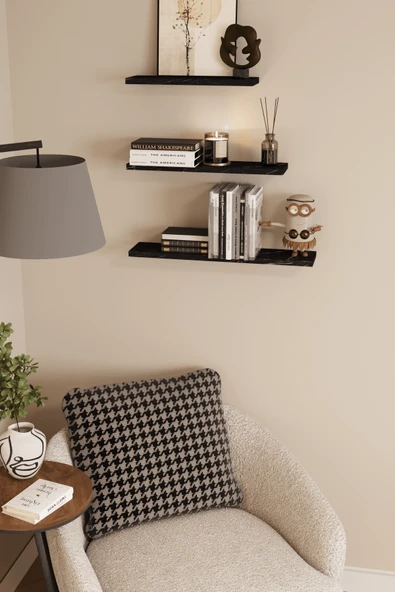 3'lü Dekoratif Raf Duvar Rafı - Resim 6