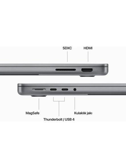 Apple MacBook Pro M3 8GB 512GB SSD macOS 14" Taşınabilir Bilgisayar Uzay Grisi MTL73TU/A - 6